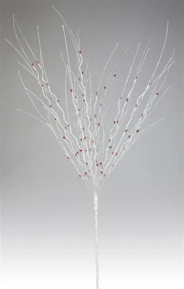 32" Glittered Birch Twig Spray With Red Berries 1