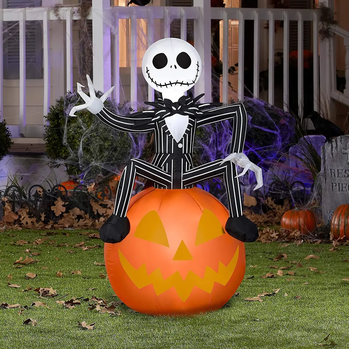 3.5' Nightmare Before Christmas Jack Skellington On Jack-O-Lantern Inflatable 1