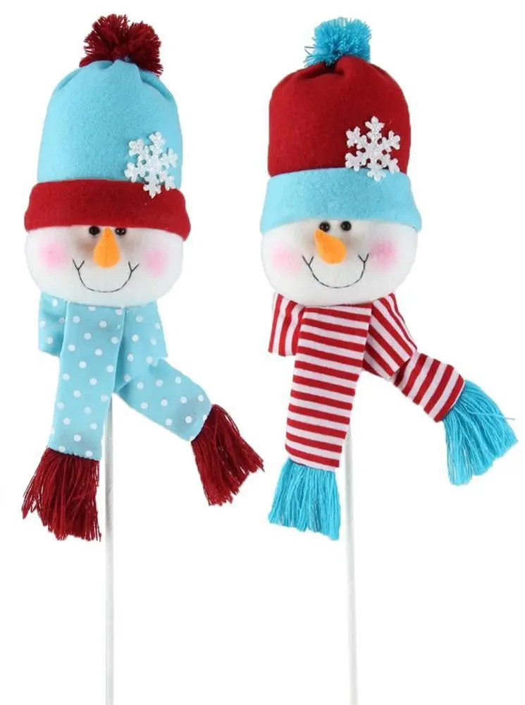 25" Ice Blue And Red Snowman Head Pick 1