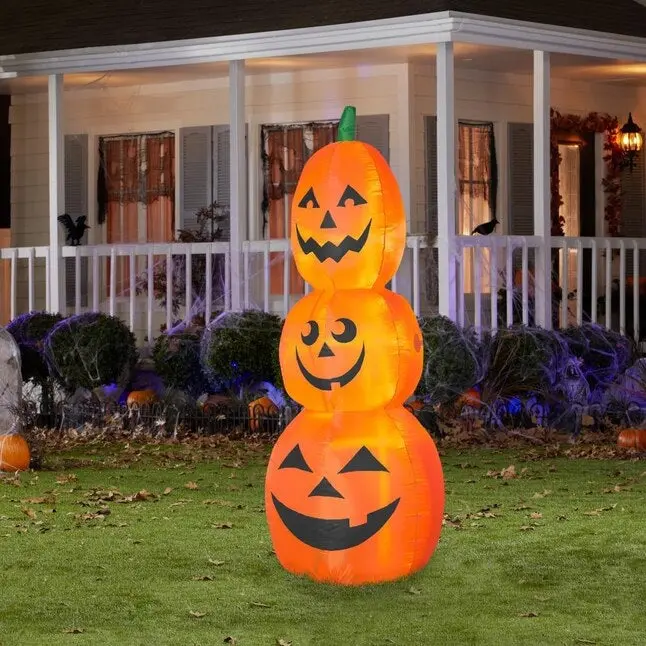7' Airblown® Led Pumpkin Stack Halloween Inflatable 1