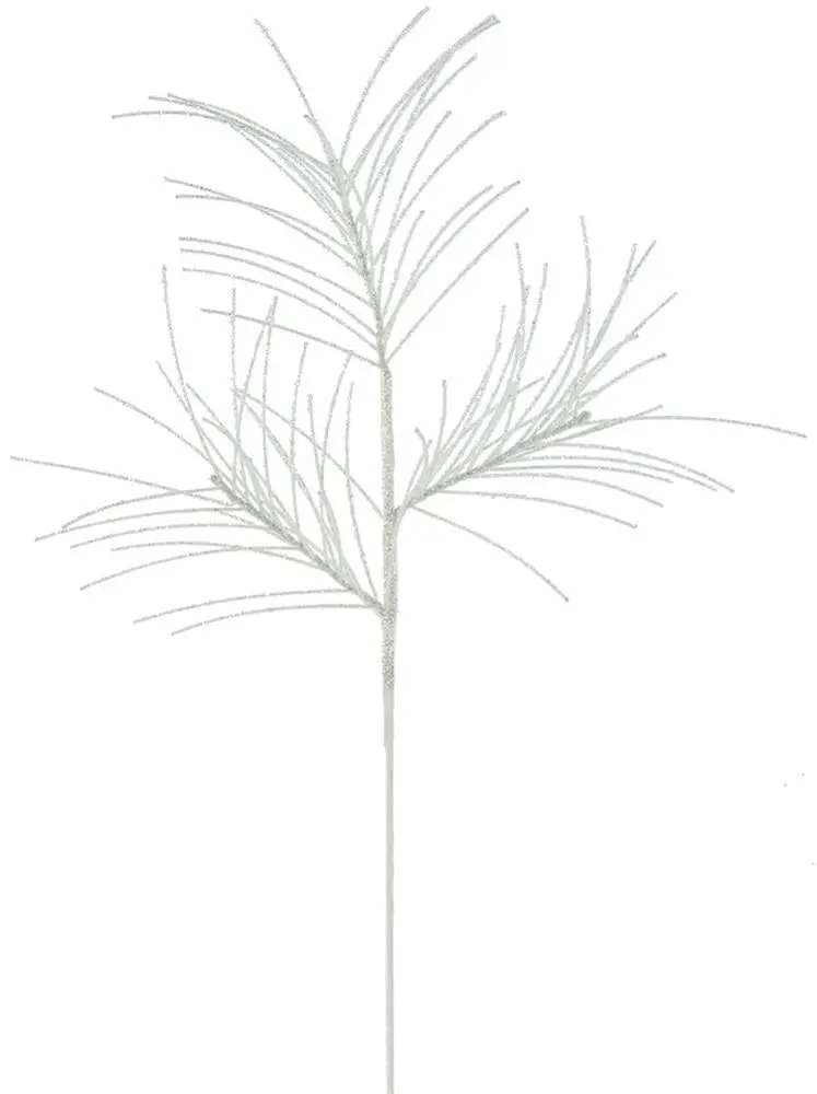31" White Glittered Pine Pick Spray 1