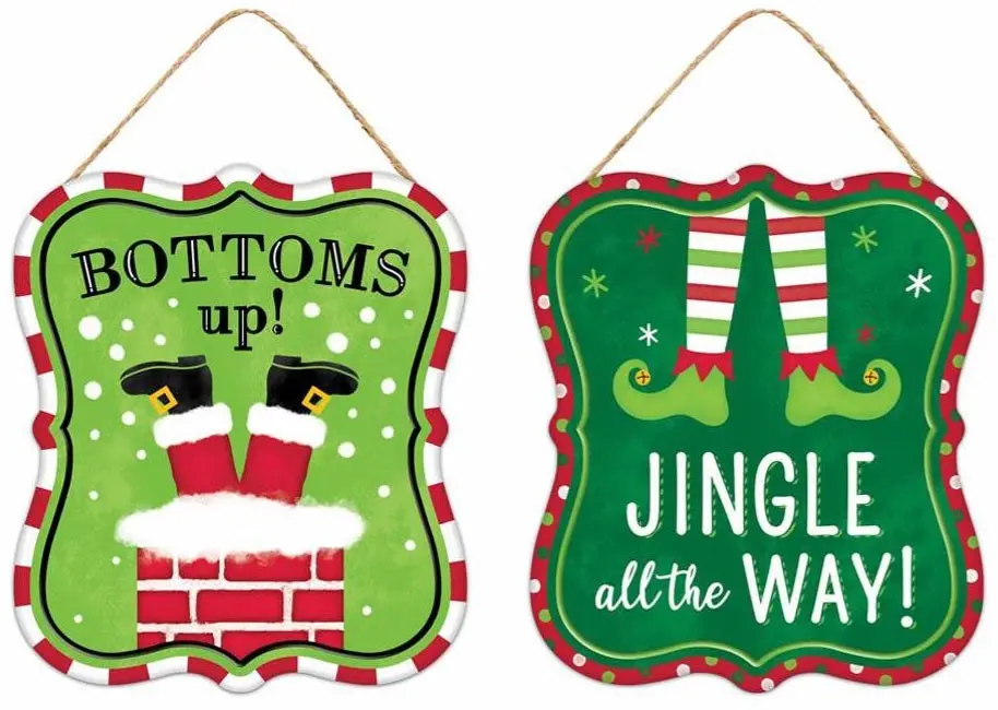 7" Embossed Christmas Sign Tin Ornament 1