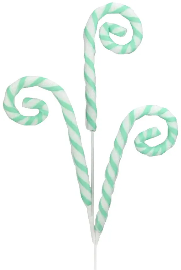 29" Foil Glitter Mint Green Candy Cane Pick Spray 1
