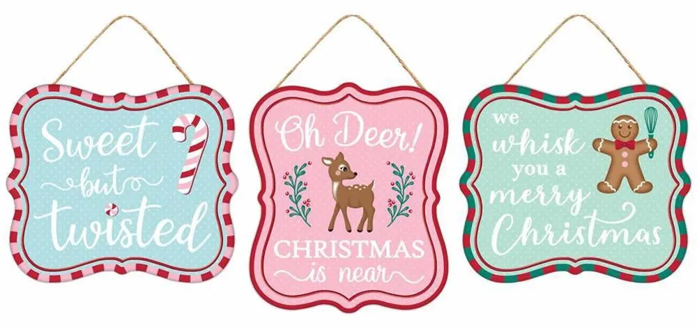 6" Embossed Christmas Sign Ornament 1