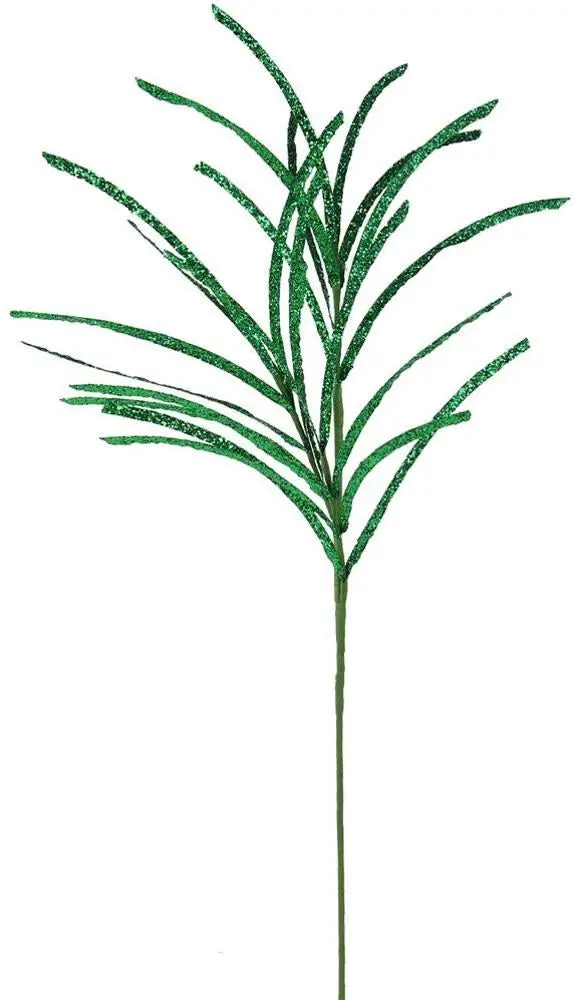 31" Emerald Green Glittered Paper Grass Spray 1