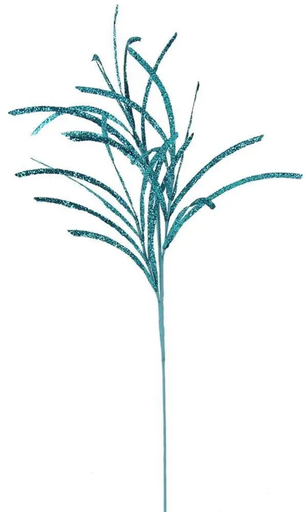 31" Turquoise Glittered Paper Grass Spray 1