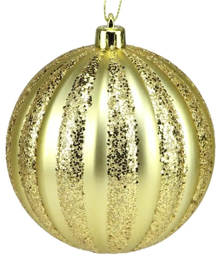 100Mm Gold Vertical Stripe Ornament 1