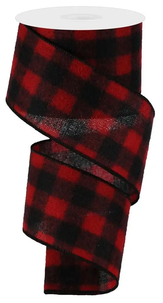 10 Yards Of Woven Fuzzy Flannel Check Ribbon 1