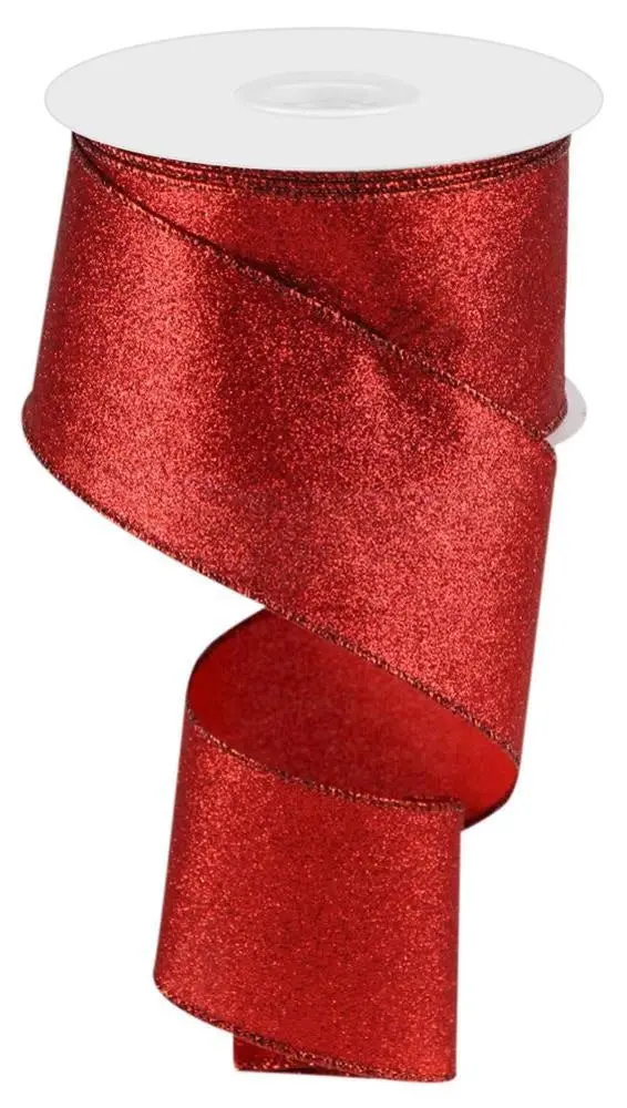 10 Yards Of Shimmer Red Ribbon With Wired Edges 1