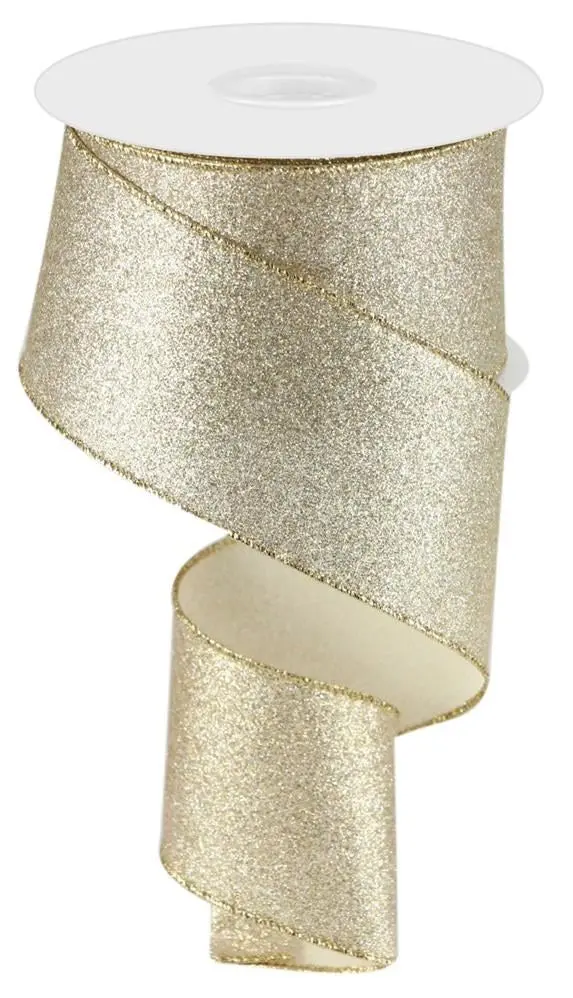 10 Yards Of Champagne Shimmer Glitter Ribbon 1