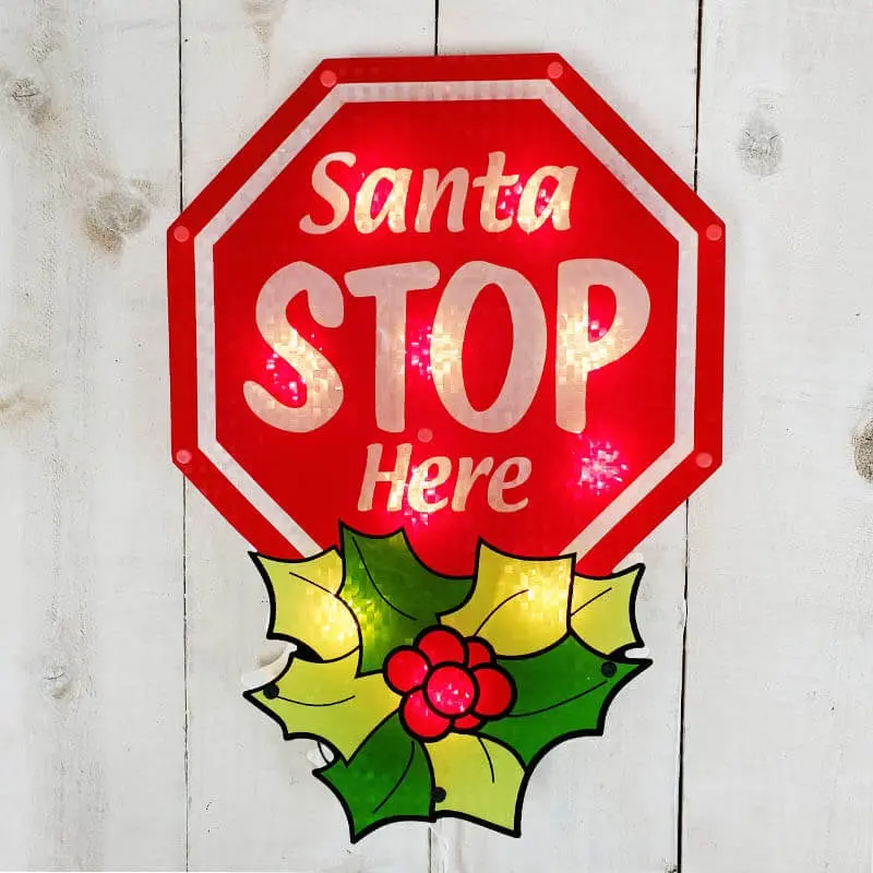 16" Santa Stop Here Shimmer Christmas Wall Art 1