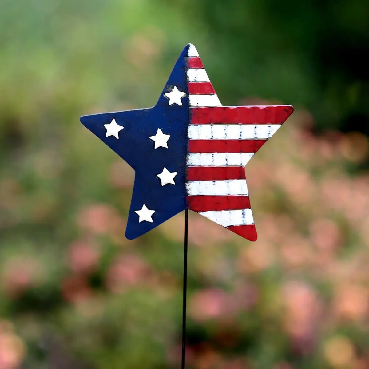 Metal American Flag Star Garden Stake Lawn Ornament 1