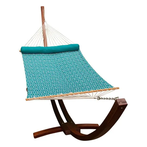 12' Wood Arc Frame With Quilted Hammock And Pillow 1