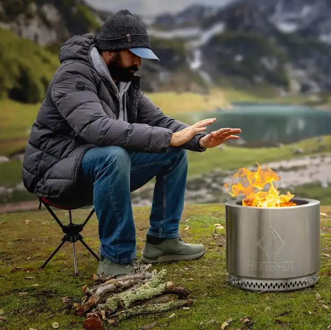 Hotshot Traveler Portable Low Smoke 15" Round Wood-Burning Fire Pit With Carry Bag 1