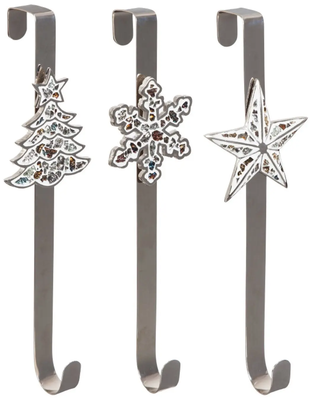 Silver Metal Wreath Hanger With White Christmas Icon 1