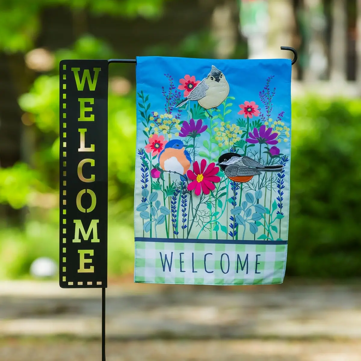 Welcome Laser Cut Garden Flag Stand 2