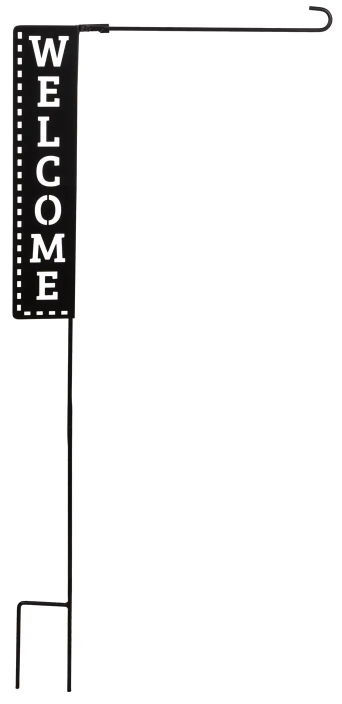 Welcome Laser Cut Garden Flag Stand 1