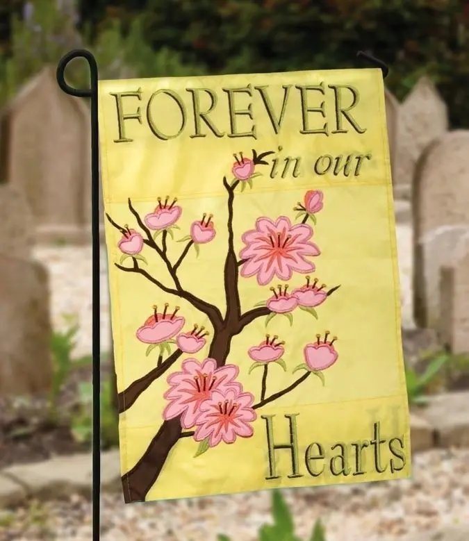 Forever In Our Hearts Memorial Applique Garden Flag 1