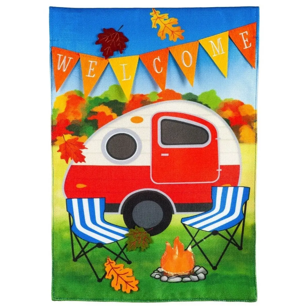 Fall Camper Burlap Boutique™ Garden Flag 1