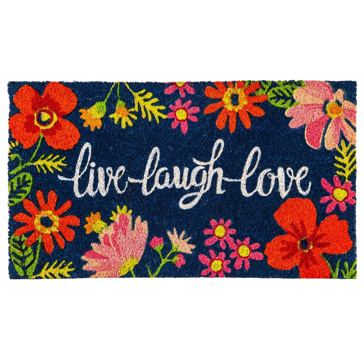 'Live Laugh Love' Floral Coir Mat 1