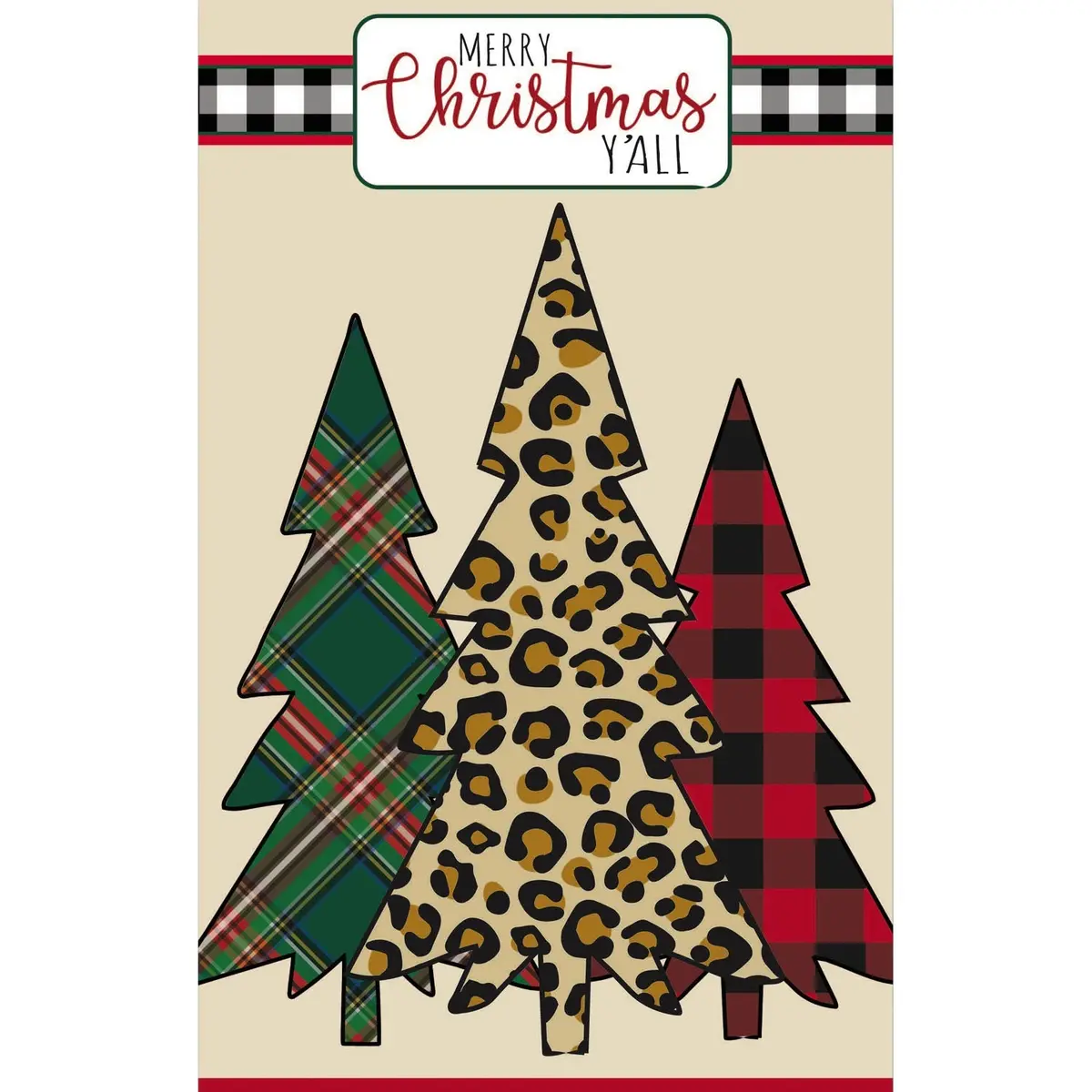 Mixed Print Christmas Trees Applique Flags 1