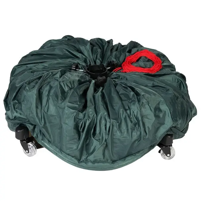 Green Collapsible Rolling Upright Christmas Tree Storage Bag With Rolling Tree Stand 1