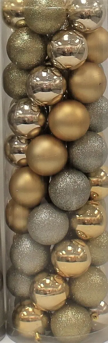 45-Pack Of 60Mm Shatterproof Ball Ornaments (Champagne/Silver/Gold) 1