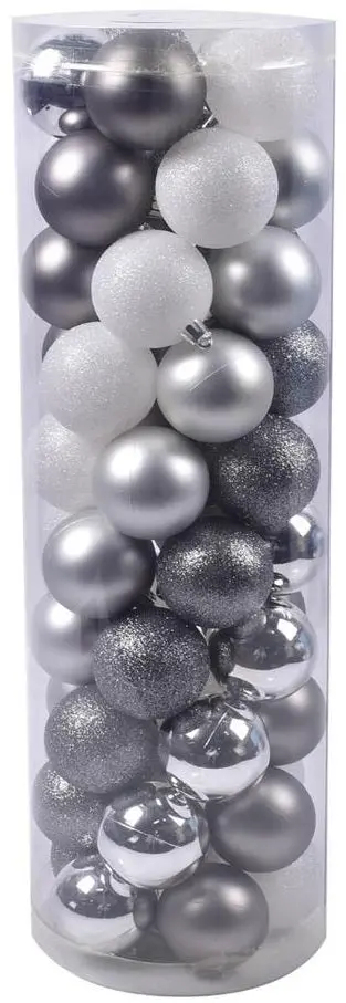45-Pack Of 60Mm Shatterproof Ball Ornaments (Silver/White) 1