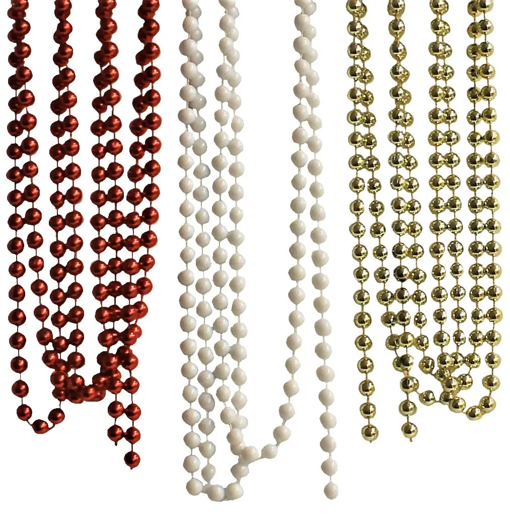 9' Beaded Garland Decoration (Red/White/Gold) 1