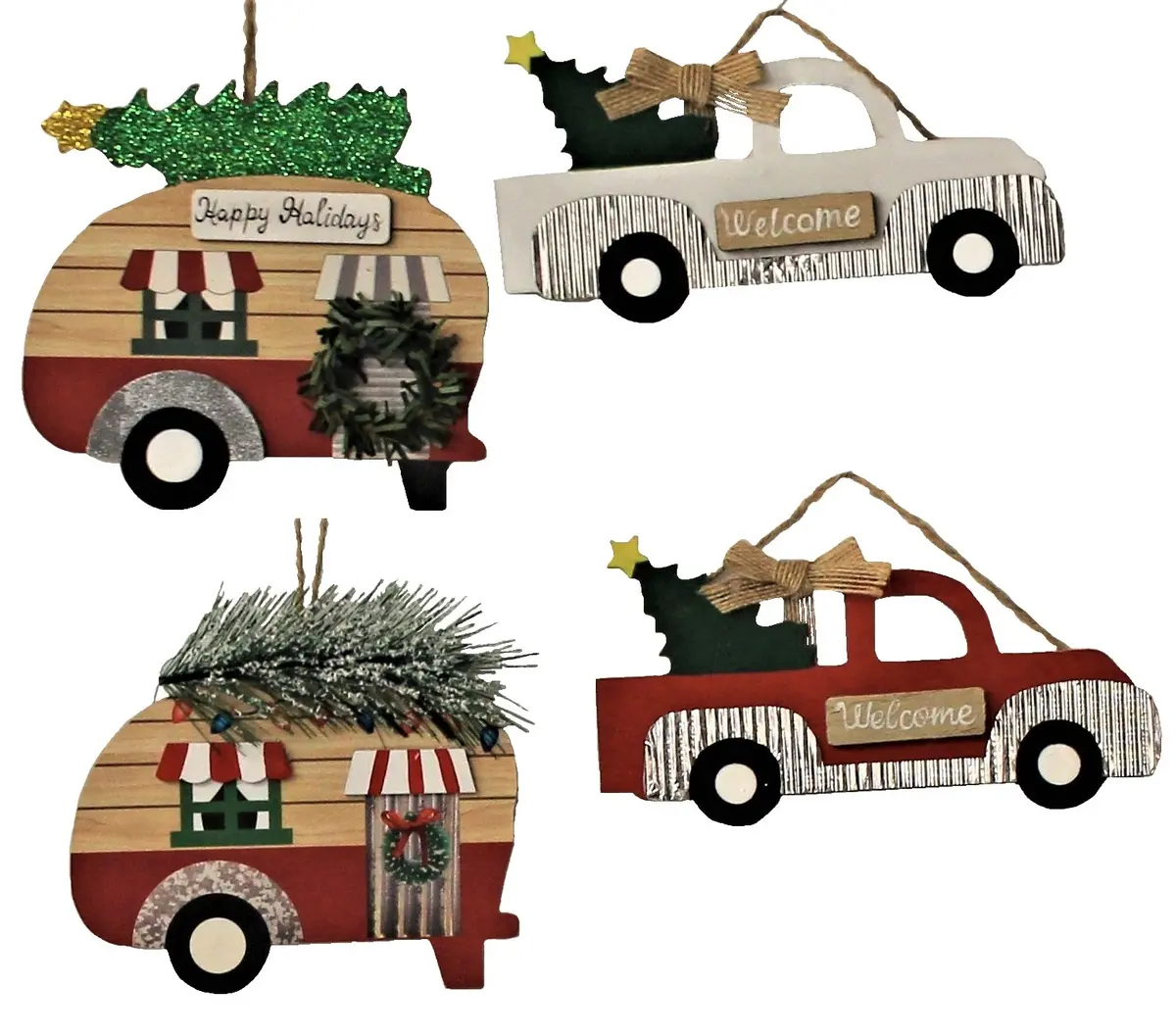 Truck/Camper Wooden Christmas Ornaments 1