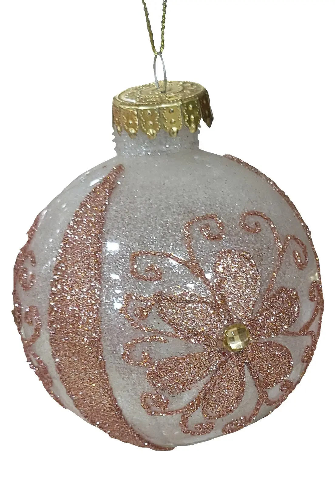 100Mm Rose Gold Glitter Flower Ornaments 2