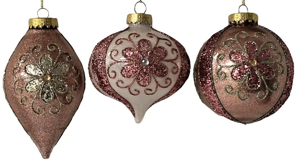 100Mm Rose Gold Glitter Flower Ornaments 1