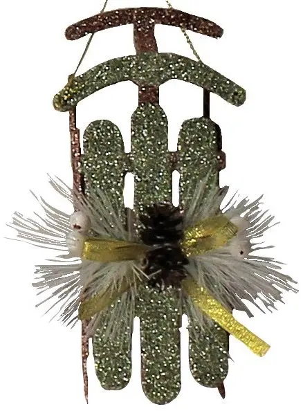 Rustic Glitter Sled Ornaments (Rose Gold/Gold/Mint Green) 2