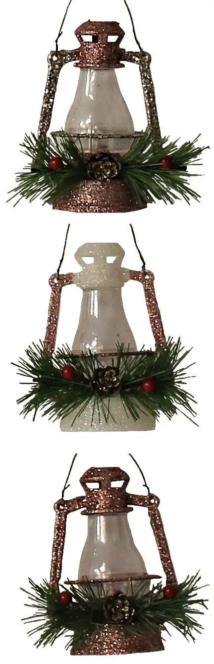 Glitter Lantern Christmas Ornaments (Rose Gold/Gold/White) 1