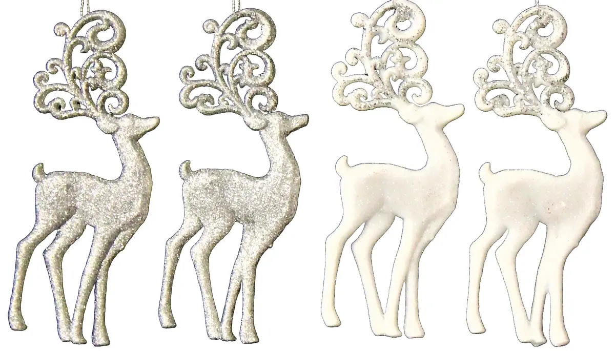 2-Pack Of Shatterproof Glitter Deer Ornaments 1