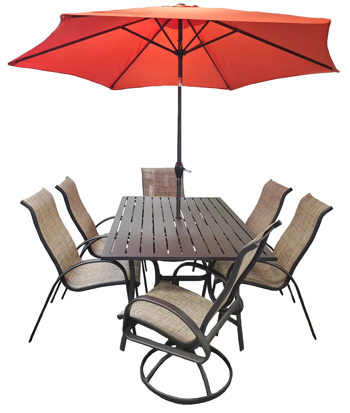 Dublin Brown Sling Patio Dining Sets 7