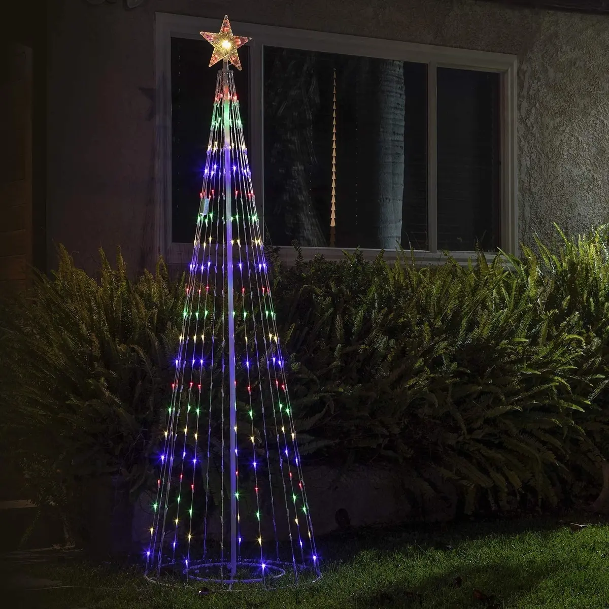 Pre-Lit Artificial Christmas Tree Sculpture With Multi-Colored Led Lights 1