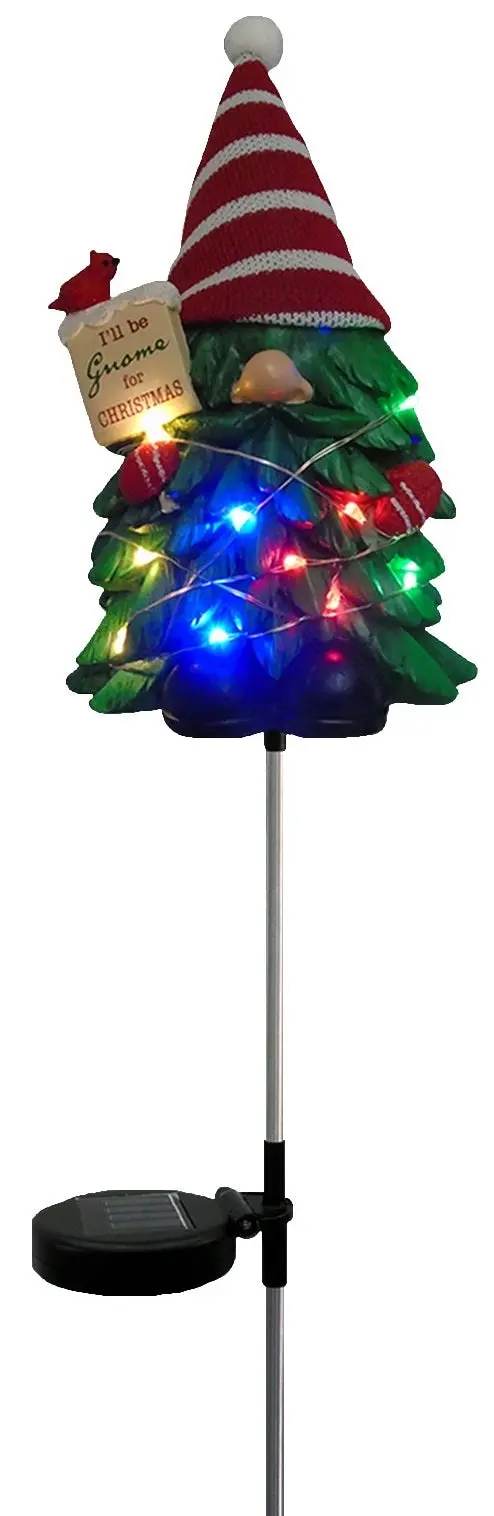 (1) Solar Powered Christmas Tree Gnome Garden Stake 1