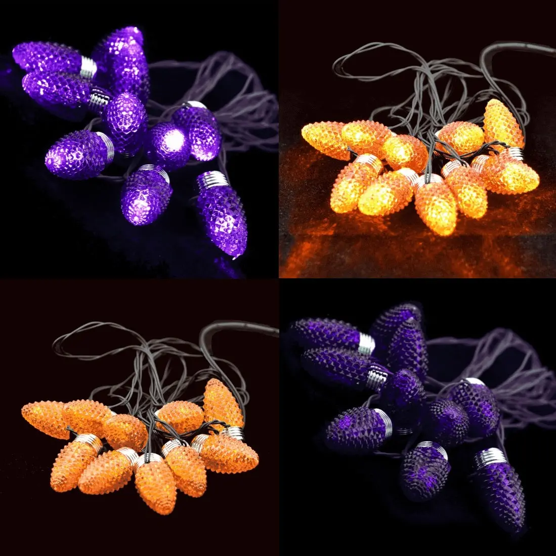 Set Of 10 Battery-Operated Led Lights (Orange/Purple) 1
