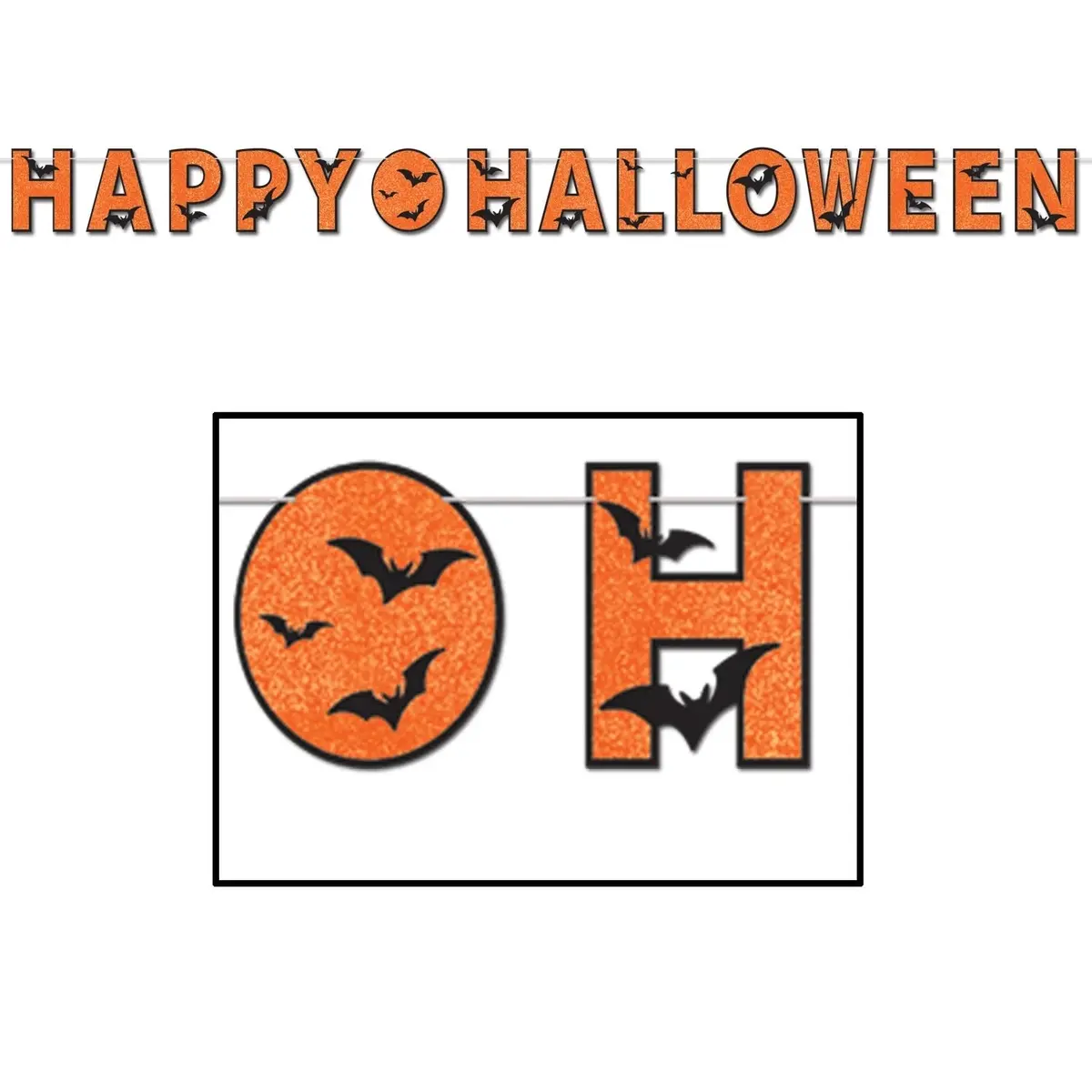 Glittered Happy Halloween Streamer 1