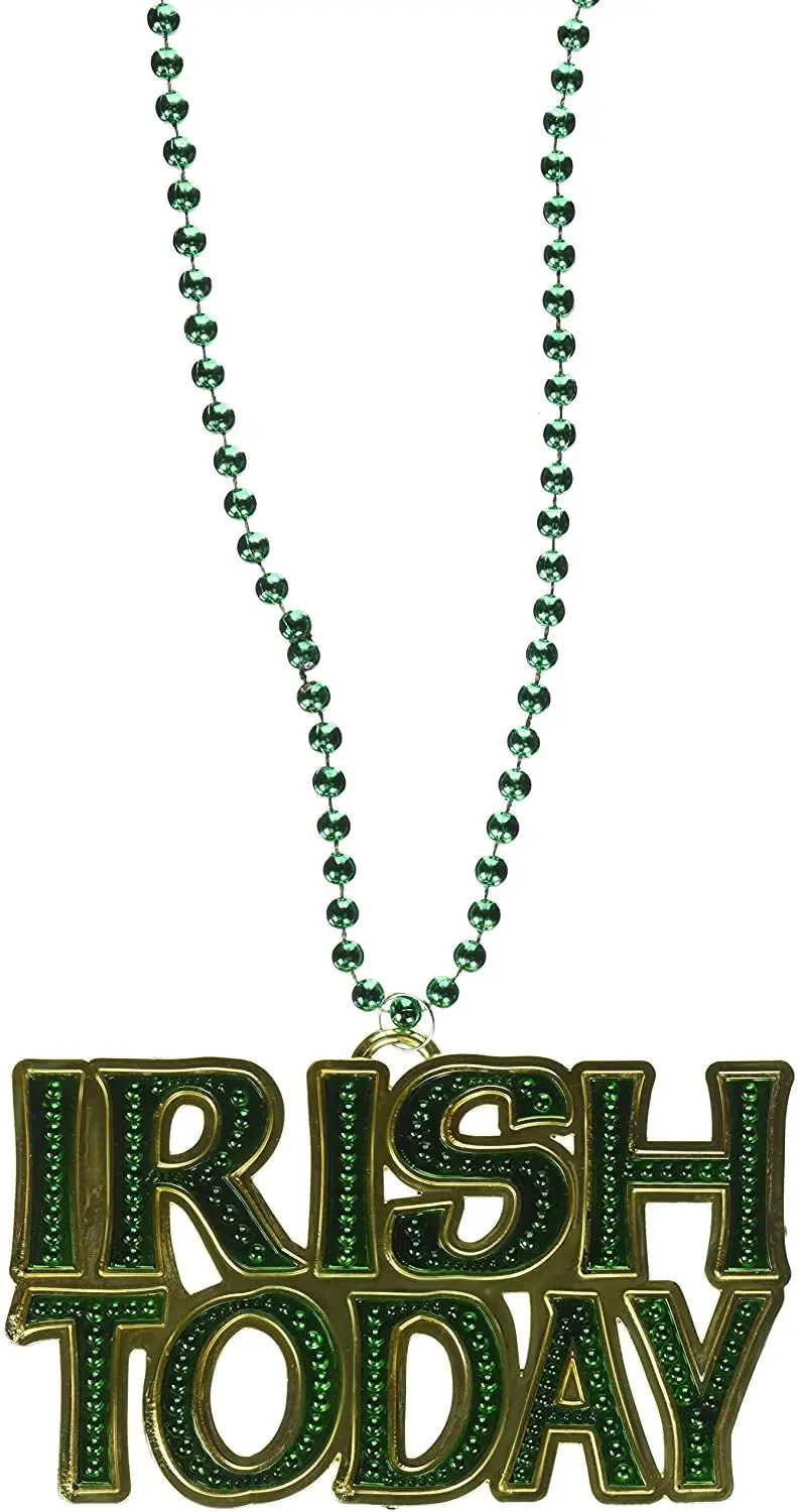 Green Beads With Irish Today Medallion 1