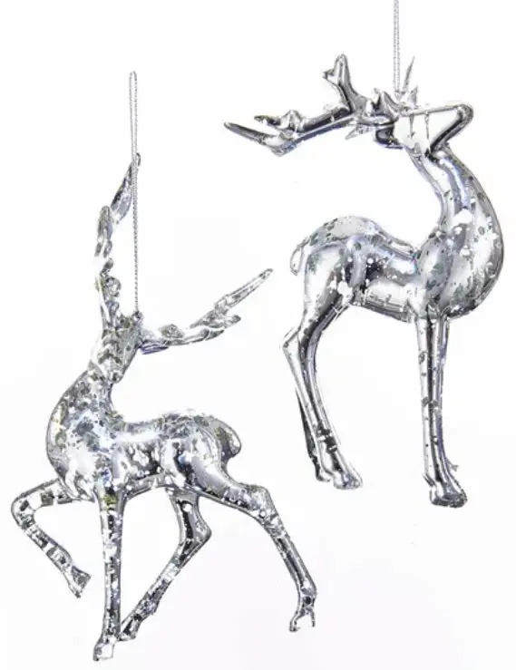 6" Plastic Silver Reindeer Ornaments 1