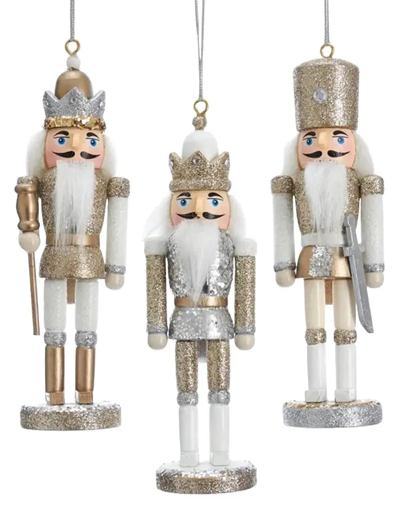 6" Champagne, Silver And White Hollywood Nutcracker Ornament 1