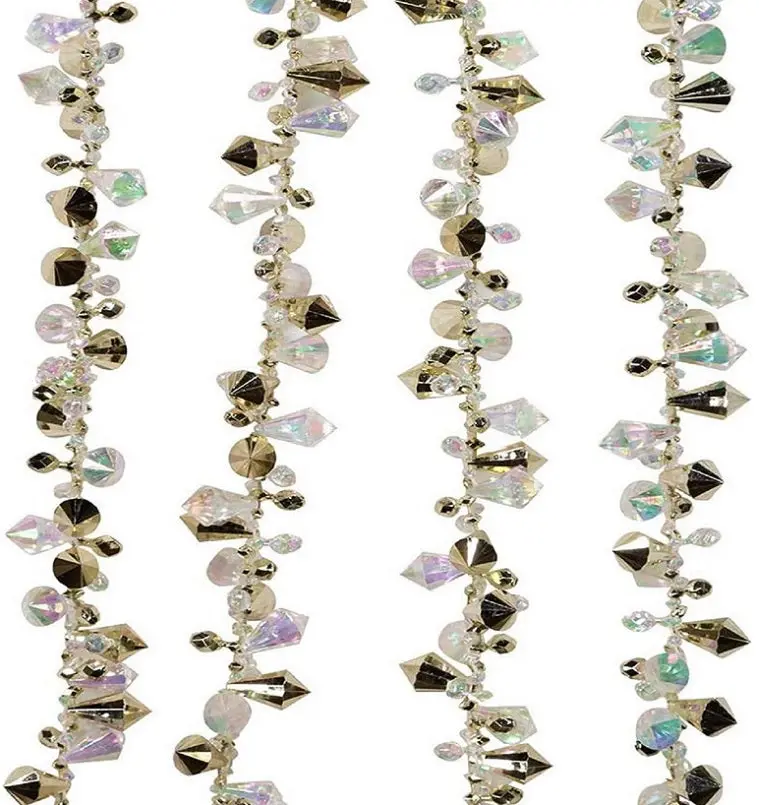 9' Iridescent And Gold Beaded Garland 1