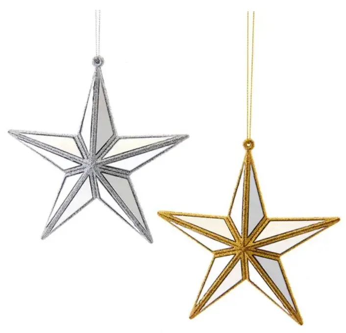 5.5" Gold & Silver Mirror Star Ornaments 1