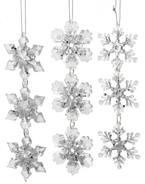 8.2" Ice Silver And Clear Snowflake Ornament 1
