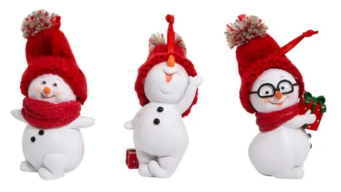 3.35" Snowman With Red Knit Hat Ornament 1