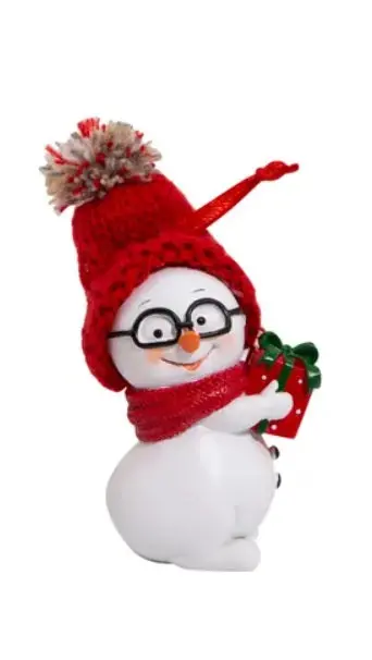 3.35" Snowman With Red Knit Hat Ornament 2