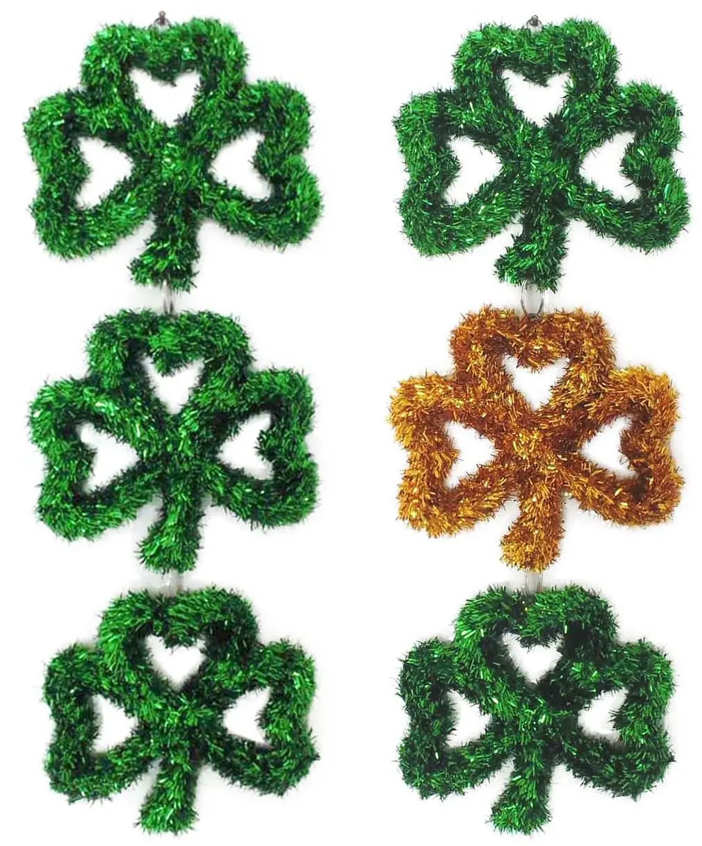 2D St. Patrick's Day Tinsel Shamrock Dangler Decoration 1