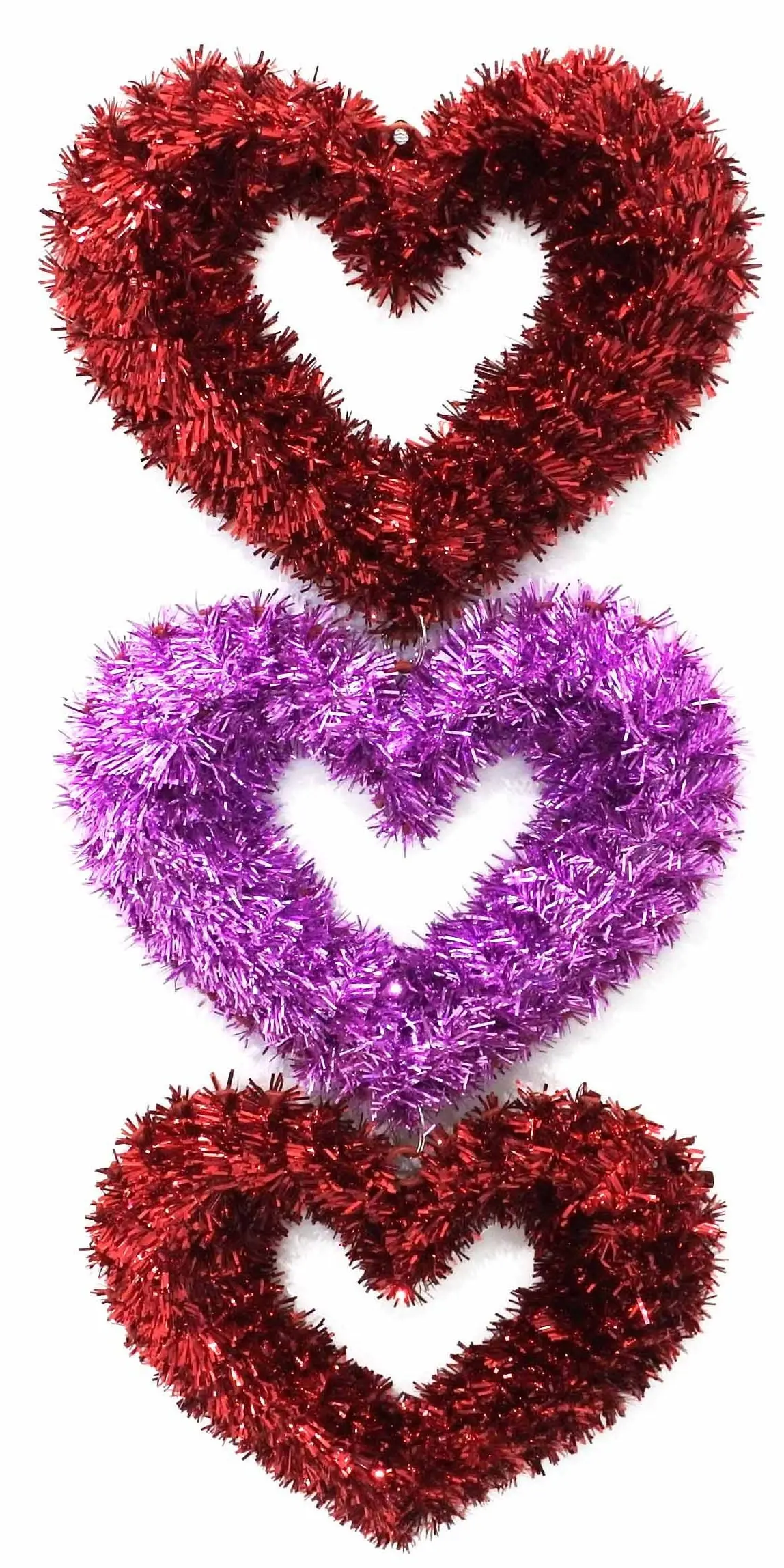 2D Tinsel Valentine Hearts Dangler Decoration 1